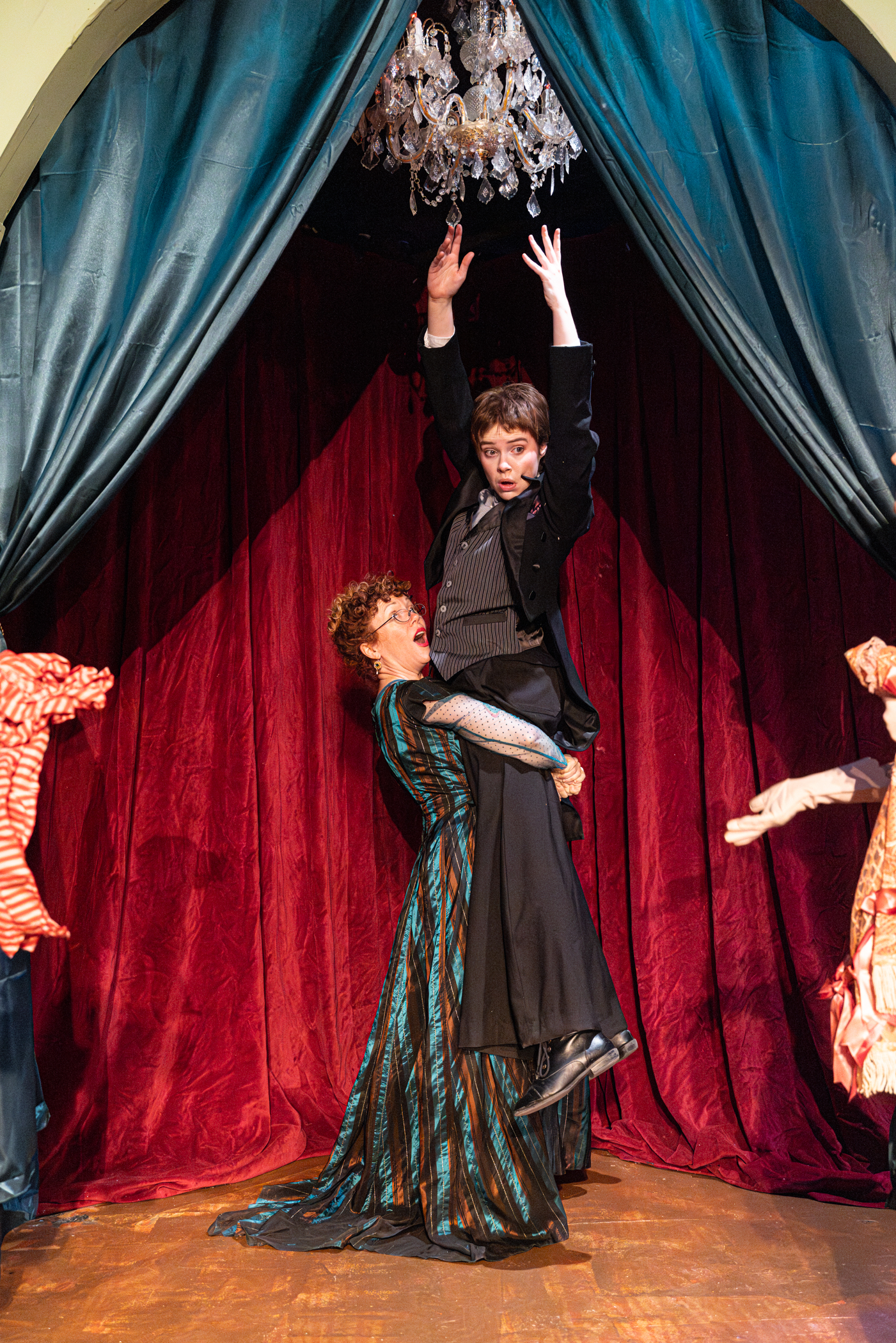 Courtney Abbott lifts Alex George into the air